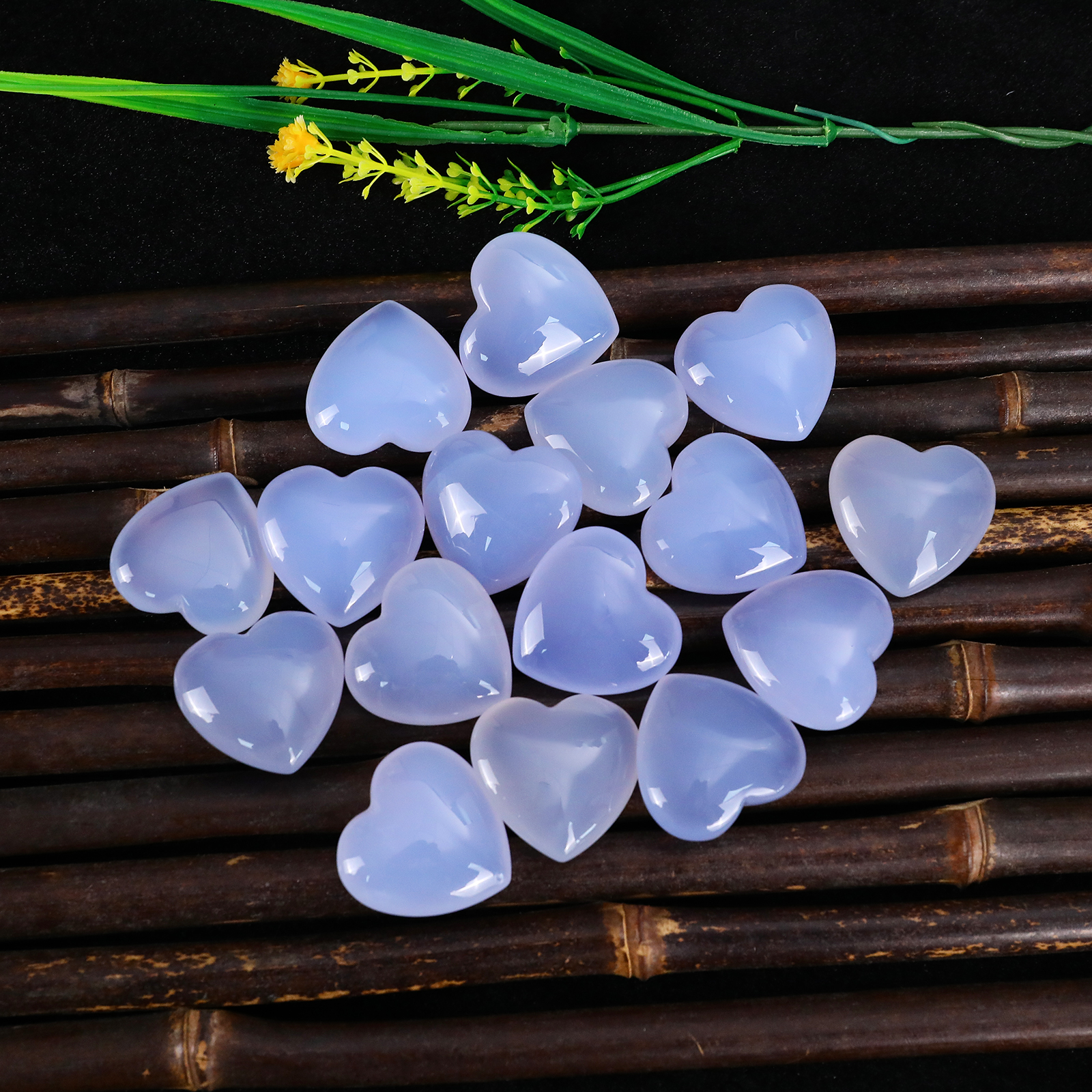 Natural Blue Chalcedony Hand-Carved Heart Decorative Stone - Unique Home & Office Ornament