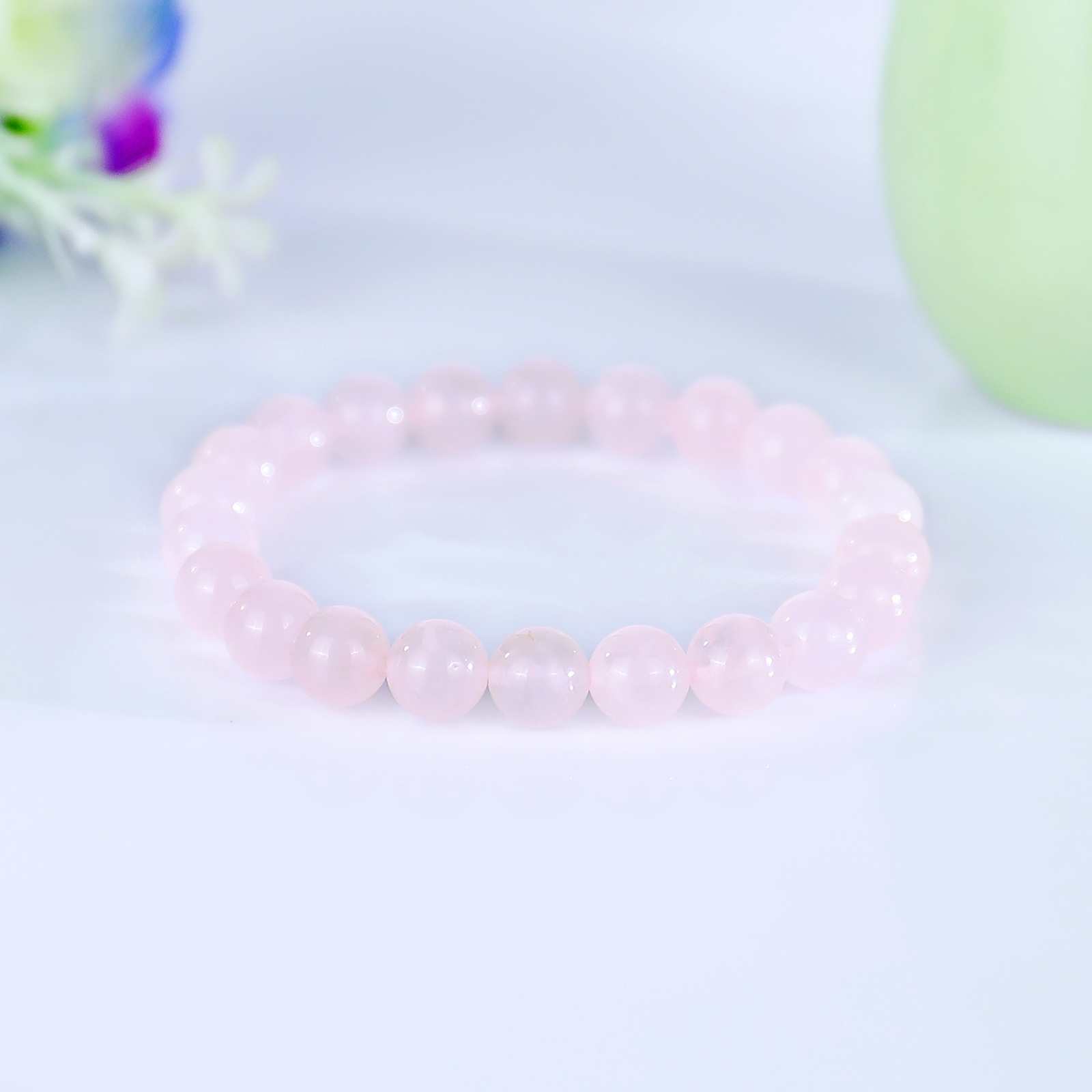 Natural Rose Quartz Crystal Bead Bracelet,Healing Energy Bracelet