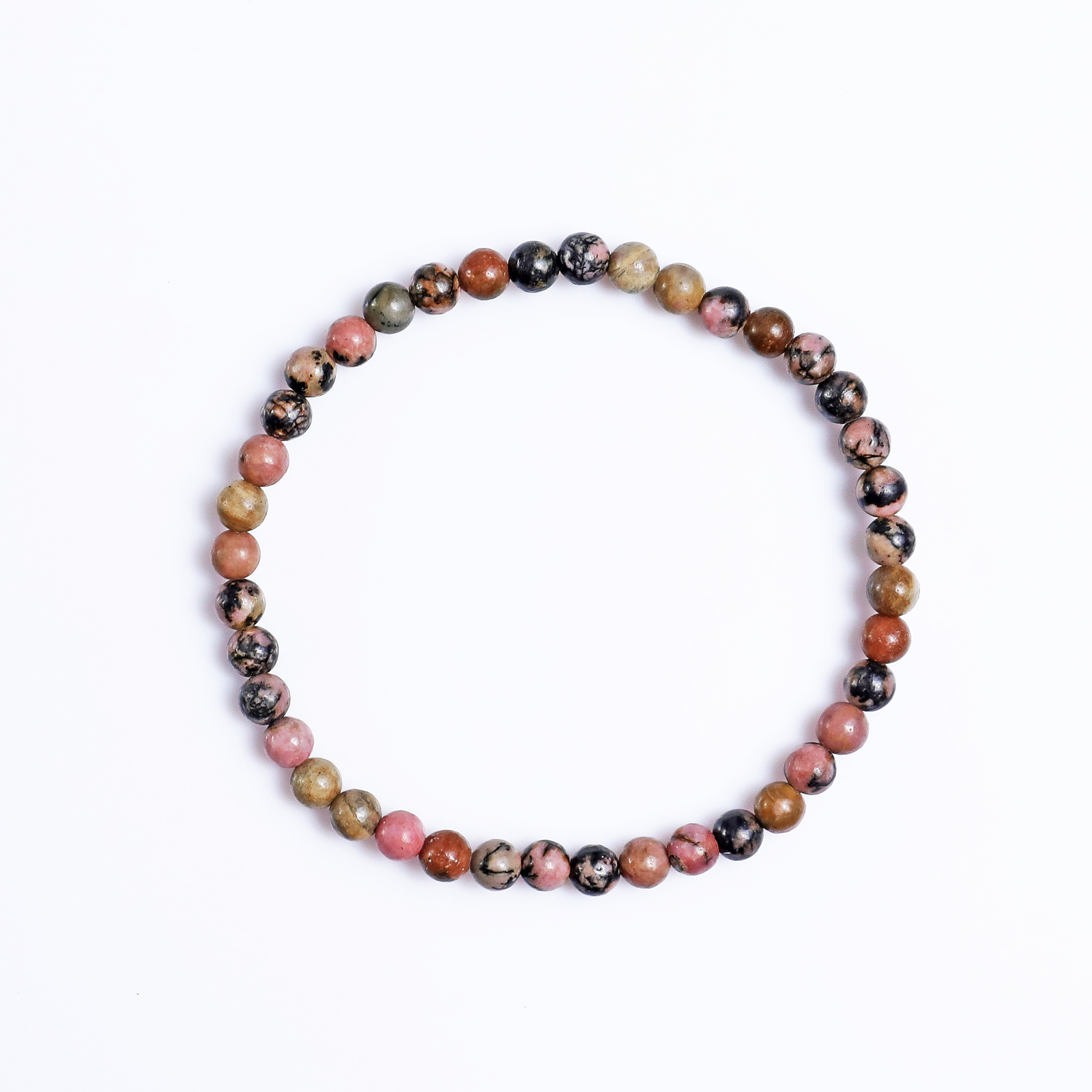 Natural Rhodonite Crystal Bead Bracelet,Healing Energy Bracelet