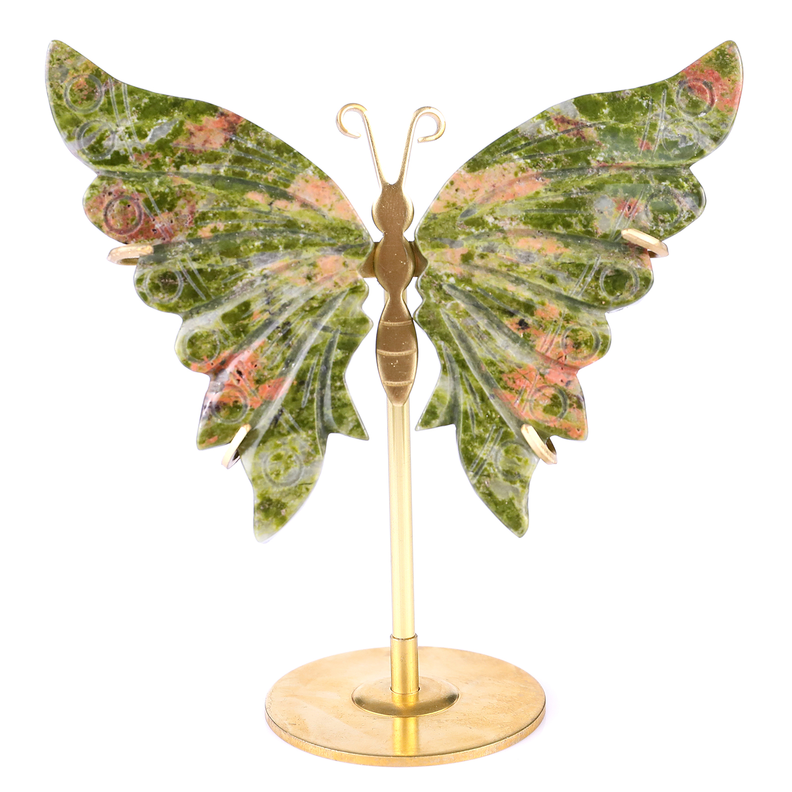 Wholesale Natural Red Crazy Lace Agate Bracket Butterfly with Copper Stand Spiritual Decor Crystal Handicraft Gemstones Souvenir