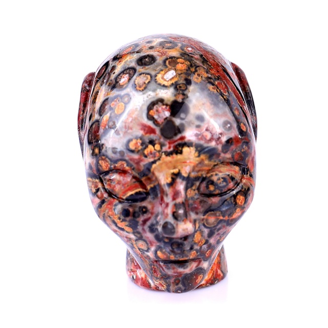 1.5" Leopard Skin Jasper Crystal Elf Alien – Hand Carved Gemstone Fine Art Sculpture for Healing