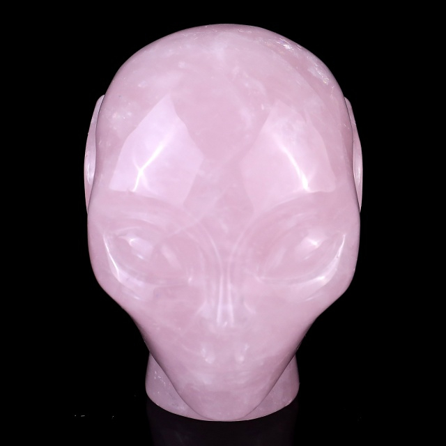 2.9" Rose Quartz Crystal Elf Alien – Hand Carved Gemstone Fine Art Sculpture for Healing & Love Energy