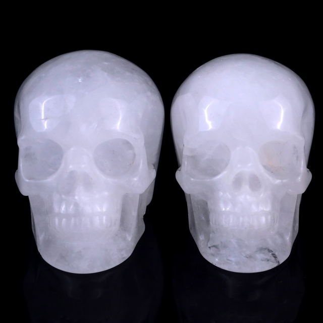 3.0" Angolan Quartz Rock Hand Carved Crystal Realistic Skull Sculpture