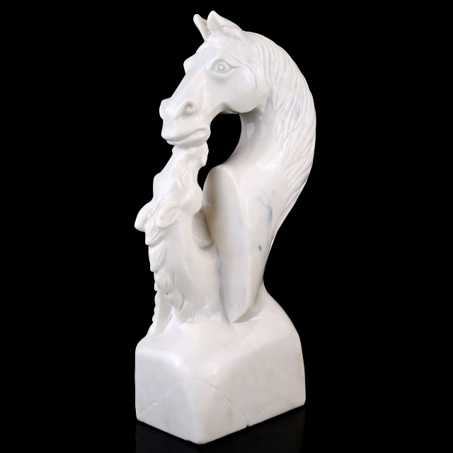 10.2" White Jade Hand Carved Crystal Horse Sculpture