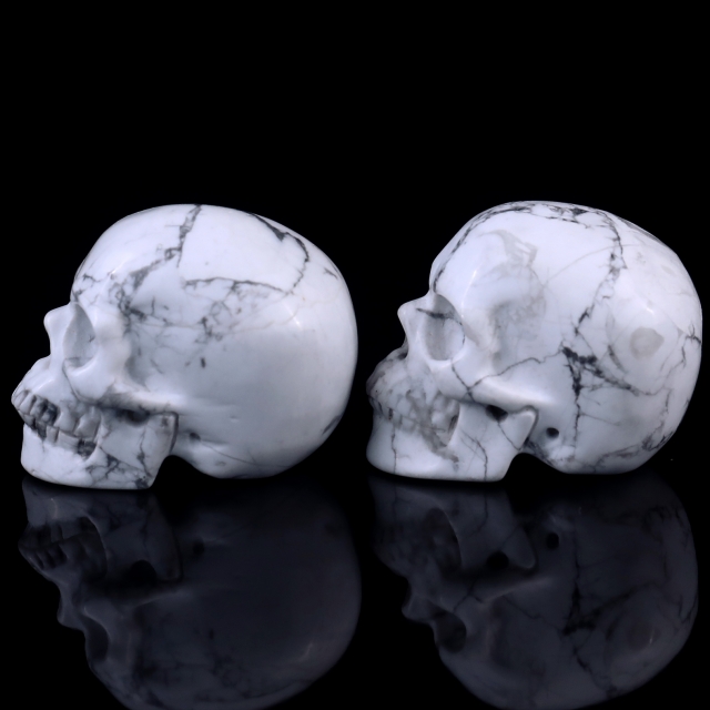2.2" Howlite Hand Carved Crystal Realistic Skull Sculpture