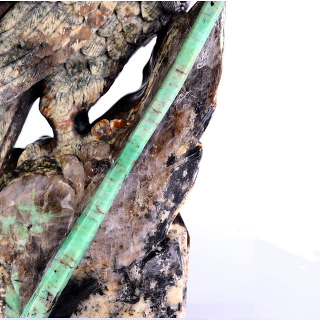 11" Natural Emerald Hand Carved Crystal Eagle Sculpture