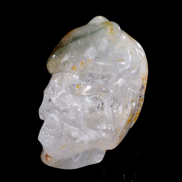 Hand-Carved 4-inch Clear Quartz Skull + Frog – Natural Gemstone Art for Curious Collectors