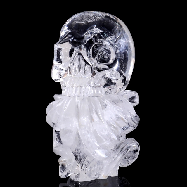 5-inch Clear Quartz Skull with Octopus – Artisanal Crystal Fusion of Mystique & Nature's Precision