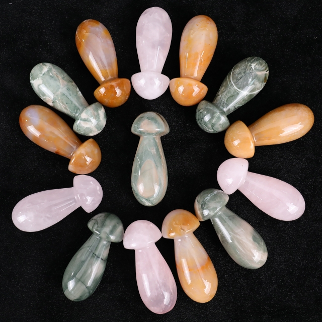 Genuine Crystal Jade Mushroom Massage Stick - Spa-Grade Tool for Neck, Back & Shoulder Tension Relief & Daily Self-Care