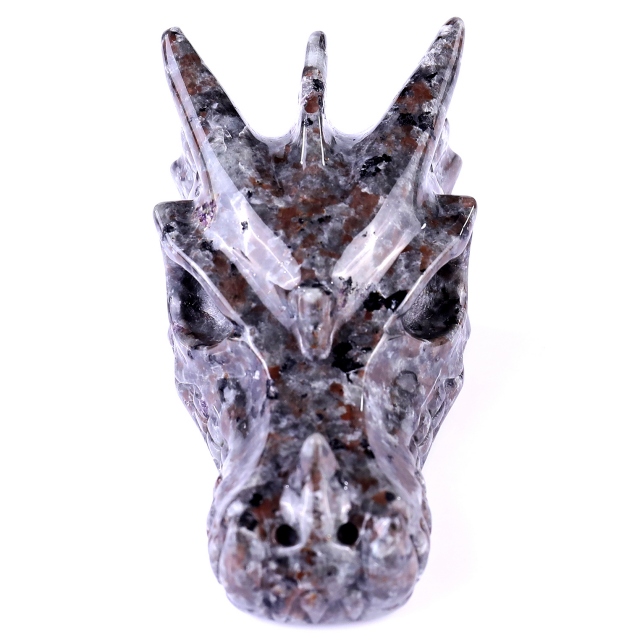 4.2" Yooperlite Hand Carved Crystal Dragon Skull Sculpture