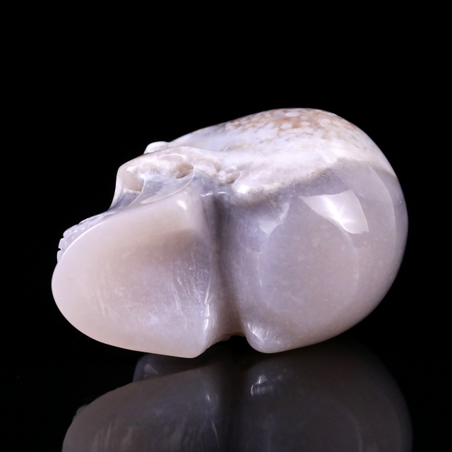 3.0" Natural Agate Hand Carved Crystal Realistic Skull Sculpture