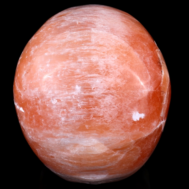 7.7" Orange Selenite Hand Carved Crystal Realistic Skull Sculpture