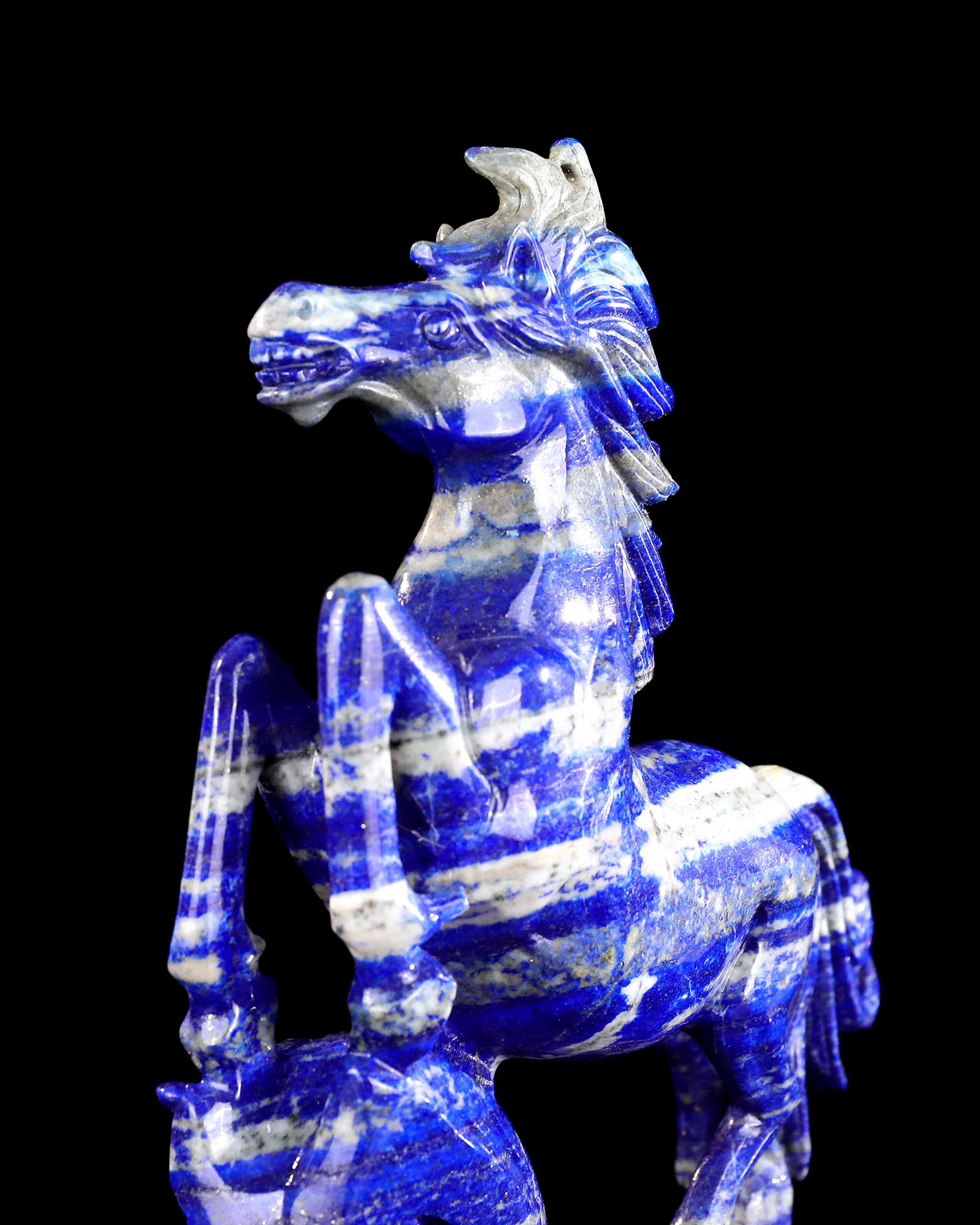 Lapis Lazuli Running Horse Stone Sculpture - Unique Natural Crystal Carving for Desk Decoration & Spiritual Gift