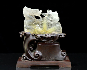 Rutilated Quartz Chinese Dragon Statue - Lucky Feng Shui Crystal Sculpture