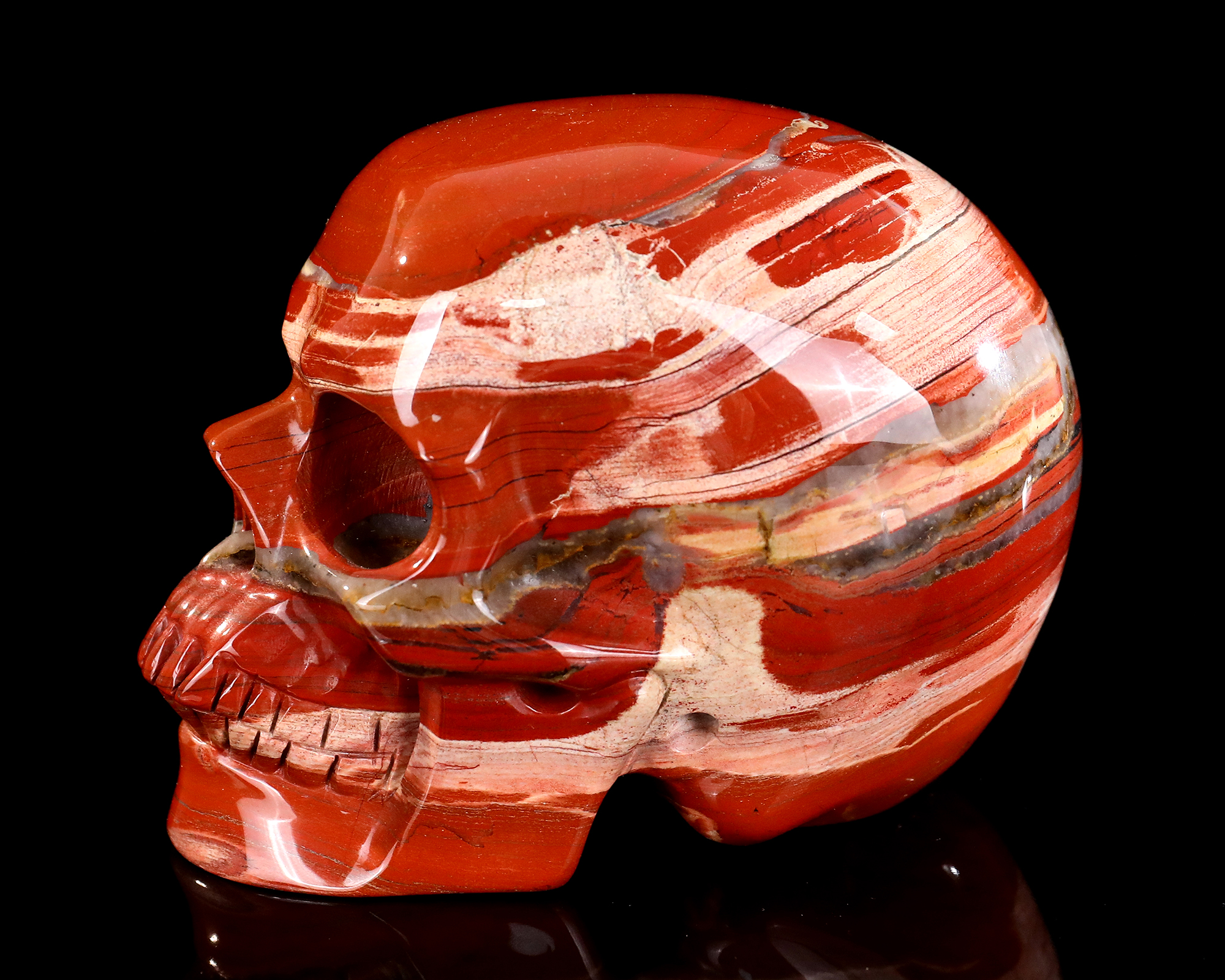 Natural Red Jasper Crystal Skull Carving Handcrafted Gemstone Skull Figurine