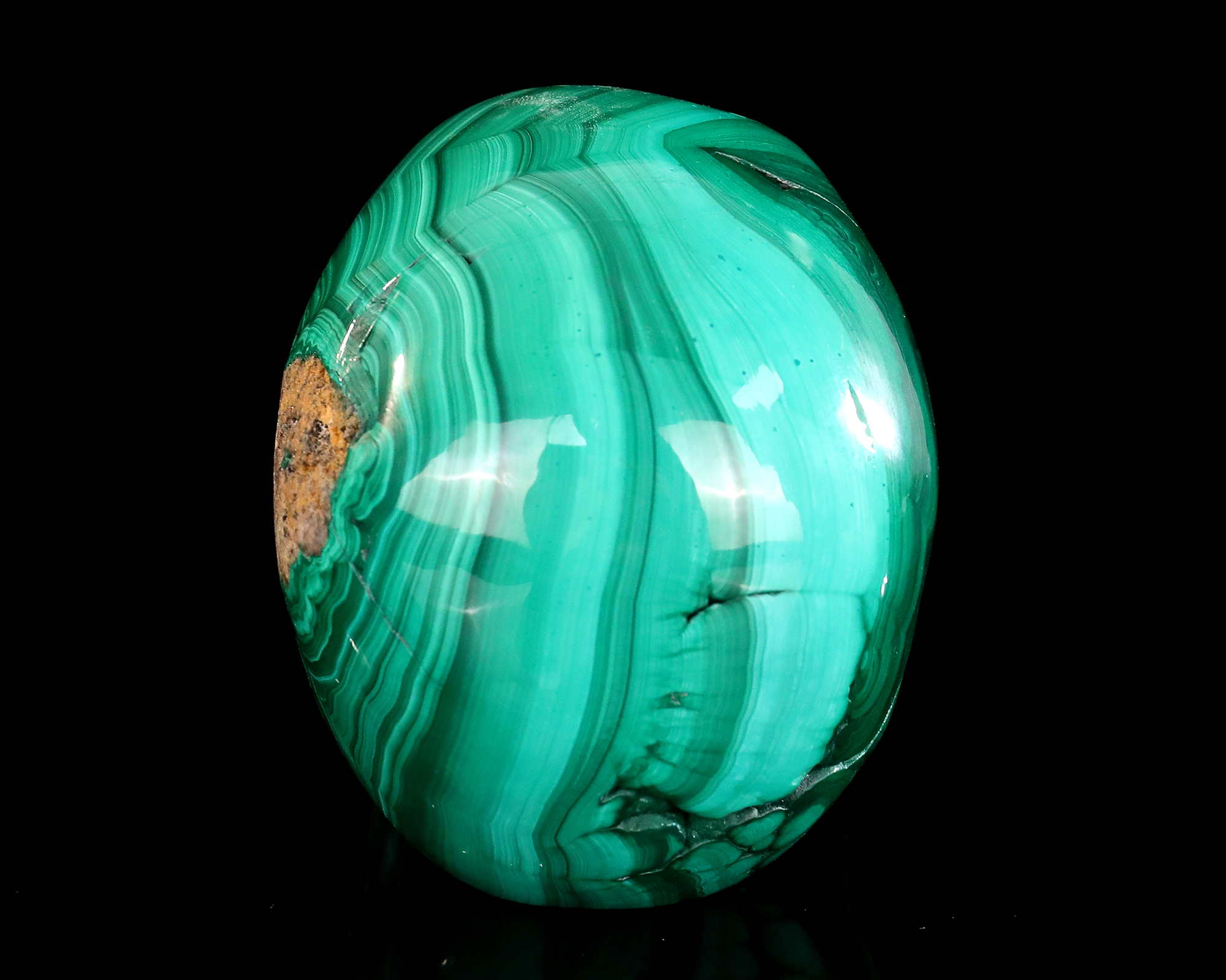 5.0" Hand-Carved Polished Natural Malachite Skull - Unique Gemstone Skull Art Piece