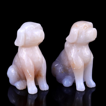 3.1" Blue Chalcedony Hand Carved Crystal Dog Sculpture