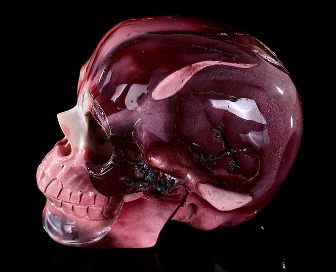 4.7" Colorful Mocha Agate Hand Carved Crystal Realistic Skull Sculpture