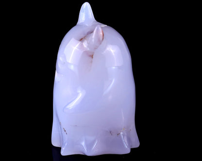 3.0” Natural Blue Chalcedony Hand Carved Crystal Ghost Sculpture, Halloween Gift
