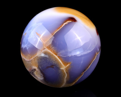 Nice 85mm Blue Chalcedony Hand Carved Crystal Sphere
