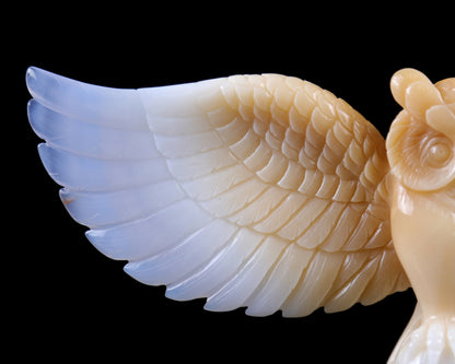Amazing 9.3" Blue Chalcedony Hand Carved Crystal Owl Sculpture