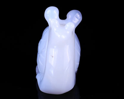 2.7" Blue Chalcedony Hand Carved Crystal Snail Sculpture