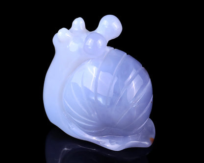 2.7" Blue Chalcedony Hand Carved Crystal Snail Sculpture