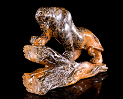 10.6" Leopard Skin Agate Hand Carved Crystal Leopard Sculpture