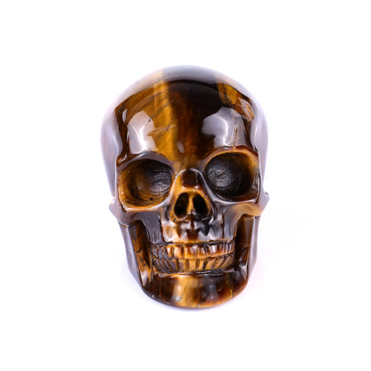 2.2" Gold Tiger Eye Hand Carved Crystal Realistic Skull Sculpture