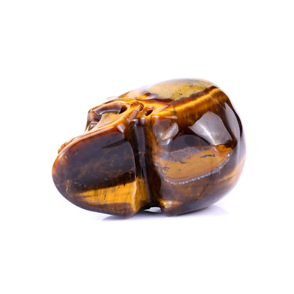 2.2" Gold Tiger Eye Hand Carved Crystal Realistic Skull Sculpture
