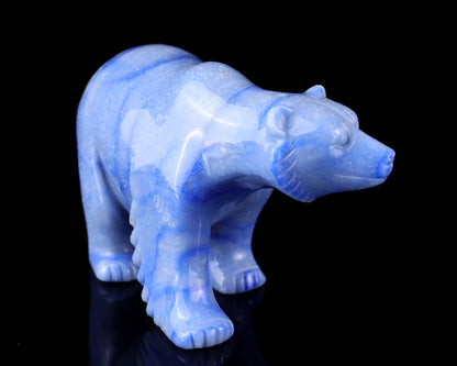 6.1" Sodalite Hand Carved Crystal Polar Bear Sculpture