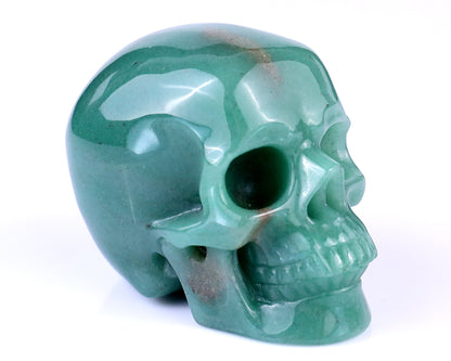 3.0" Green Aventurine Hand Carved Crystal Realistic Skull Sculpture