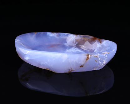 7.1" Blue Chalcedony Hand Carved Crystal Ashtray Fruit Tray