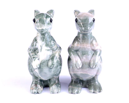 3.6" Jiulong Jade Hand Carved Crystal Kangaroo Sculpture