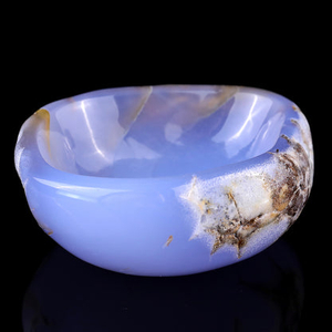 3.9" Blue Chalcedony Hand Carved Crystal Bowl