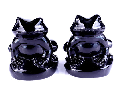 Natural Black Obsidian Hand Carved Crystal Frog Sculpture