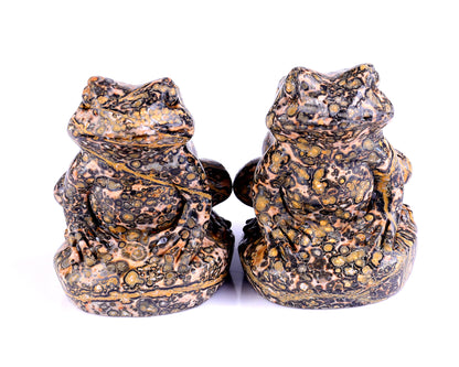 Natural Red Leopard Skin Jasper Hand Carved Crystal Frog Sculpture