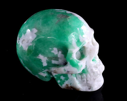 1.7" Emerald Hand Carved Crystal Realistic Skull Sculpture