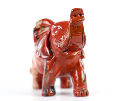 5.2" Red Jasper Hand Carved Crystal Elephant Sculpture