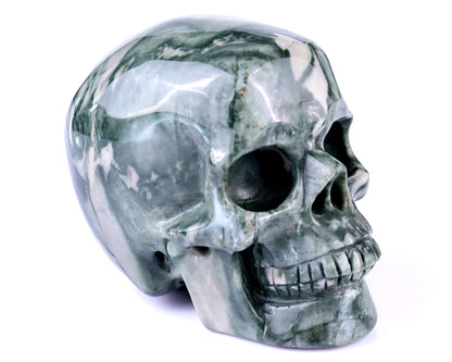 3.0" Jiulong Jade Hand Carved Crystal Realistic Skull Sculpture