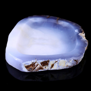 8.3" Blue Chalcedony Hand Carved Crystal Ashtray Fruit Tray