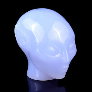 Nice 1.5" Blue Chalcedony Hand Carved Crystal Elf Alien Sculpture