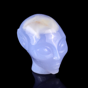 2.9" Blue Chalcedony Hand Carved Crystal Elf Alien Sculpture