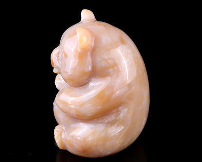 2.9" Chalcedony Hand Carved Crystal Panda Sculpture