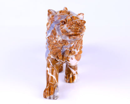 9.8" Chalcedony Hand Carved Crystal Wolf Sculpture