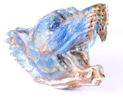 9.8" Blue Onyx Hand Carved Crystal Wolf Head Sculpture