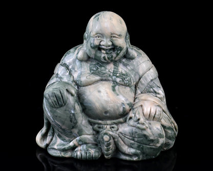 3.0" Jiulong Jade Hand Carved Crystal Buddha Sculpture