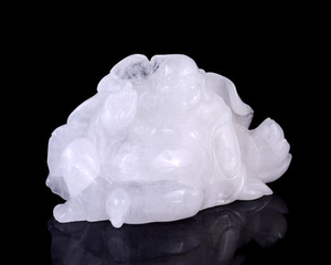 9.8" Angolan Quartz Hand Carved Crystal Buddha Sculpture