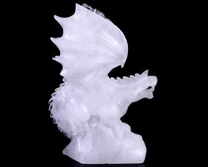 Amazing 8.9" Angolan Quartz Hand Carved Crystal Dragon Sculpture