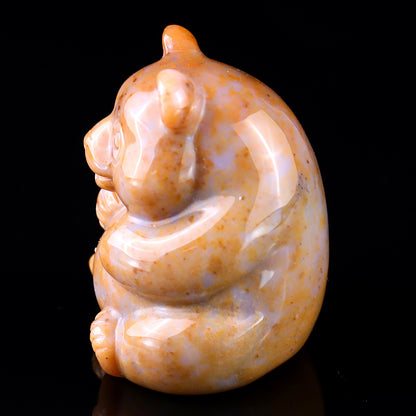 1.9" Chalcedony Hand Carved Crystal Panda Sculpture